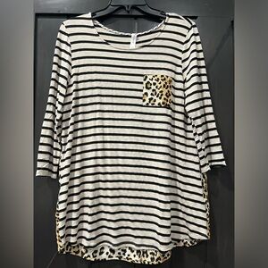 Honeyme leopard and striped top